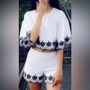 Nasty Gal Cut-Out Floral Black and White Set
